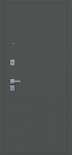 Стальная дверь «Город» с зеркалом базальтово-серый в Пущине